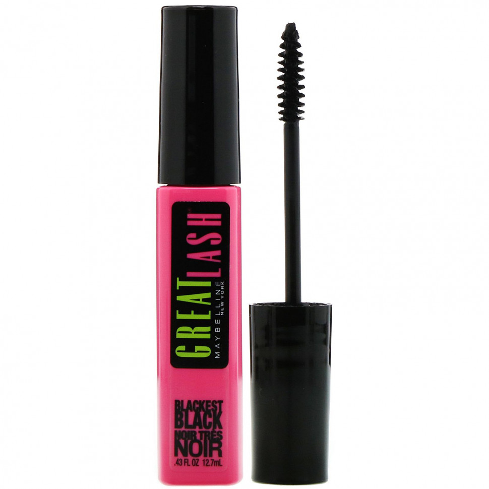 Maybelline Maybelline, Тушь для ресниц Great Lash, оттенок 100 угольно-черный, 12,7 мл