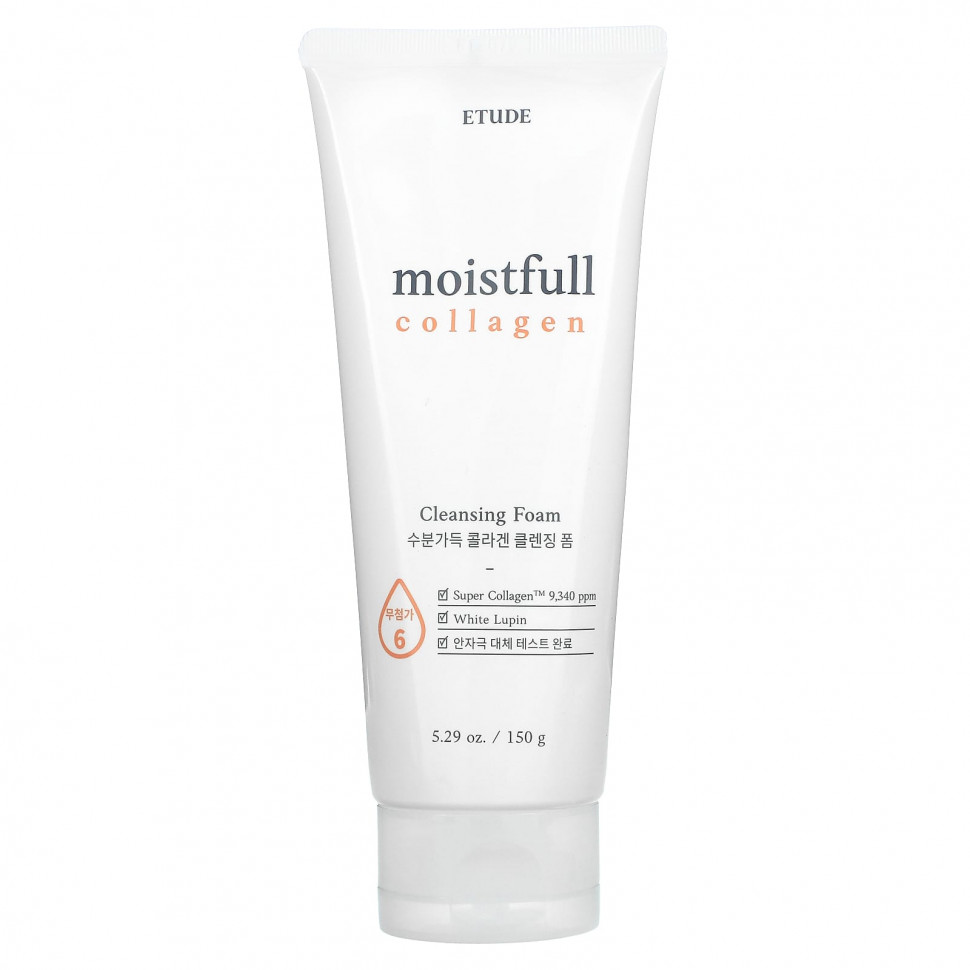 ETUDE Etude, Moistfull Collagen, очищающая пенка, 150 г (5,29 унции)
