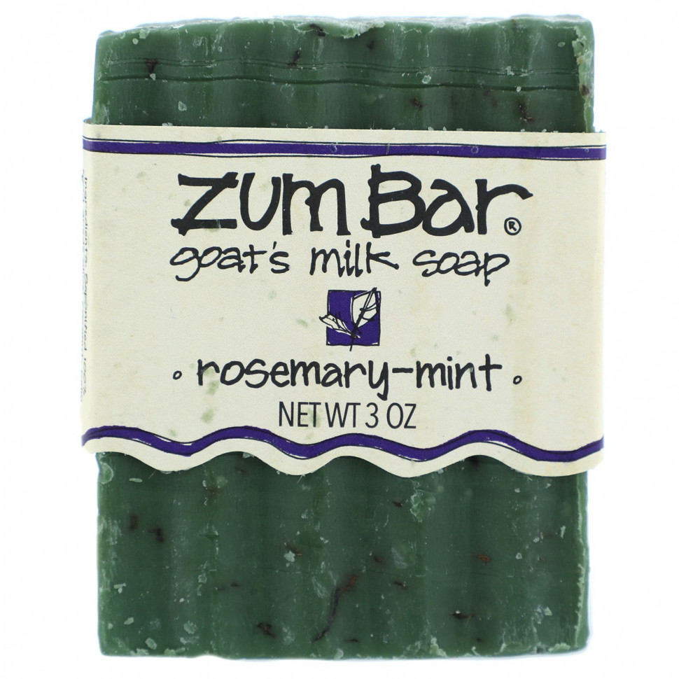 ZUM ZUM, Zum Bar, мыло с козьим молоком, розмарин и мята, кусок весом 3 унции