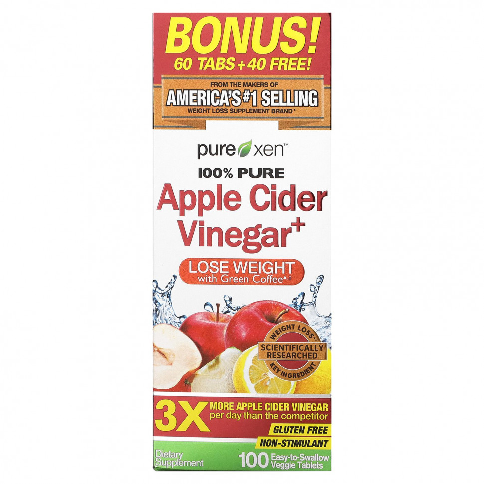 Пурели Инспиред Purely Inspired, яблочный уксус +, 100 растительных таблеток, которые легко глотать