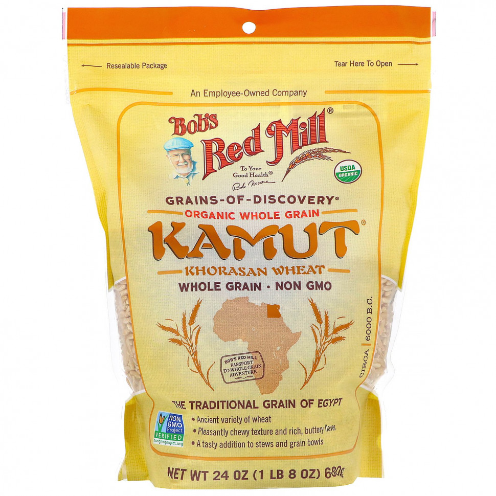 Бобс Рэд Милл Bob's Red Mill, Kamut, органические цельные зерна, 680 г (24 унции)
