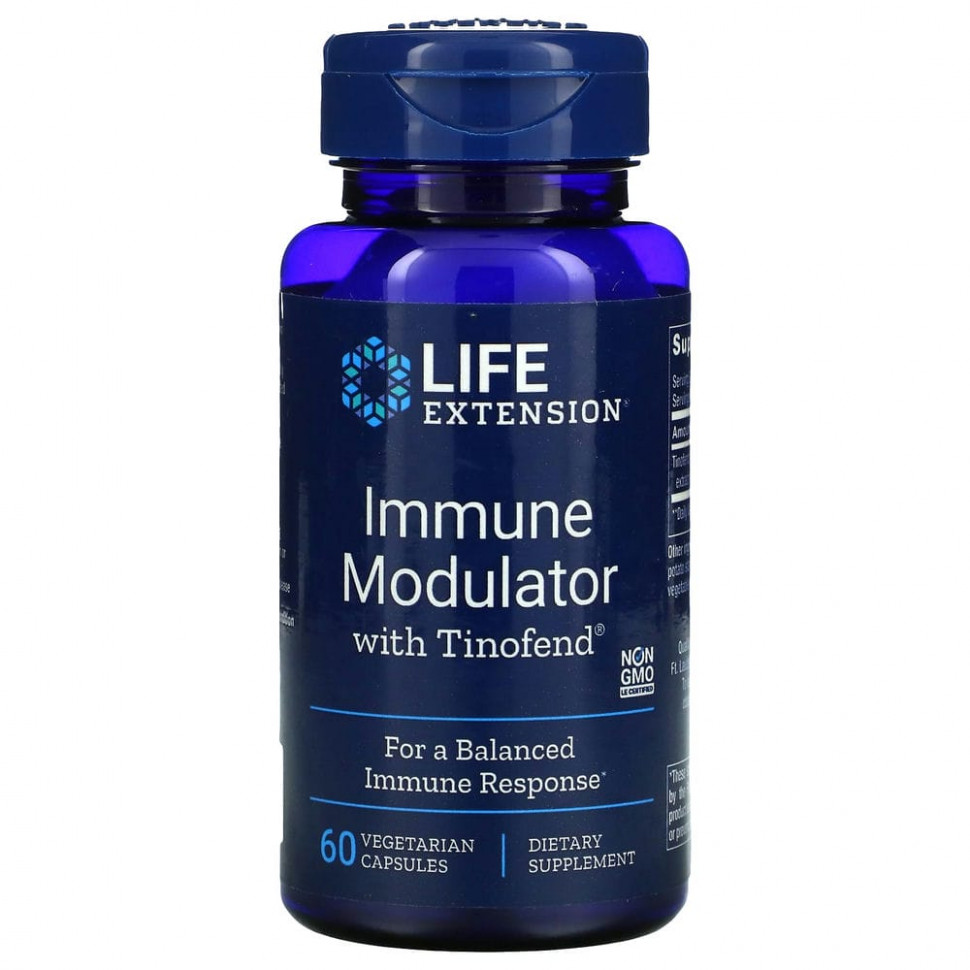 Лайф Экстэншн Life Extension, Tinofend, иммуномодулятор, 60 растительных капсул