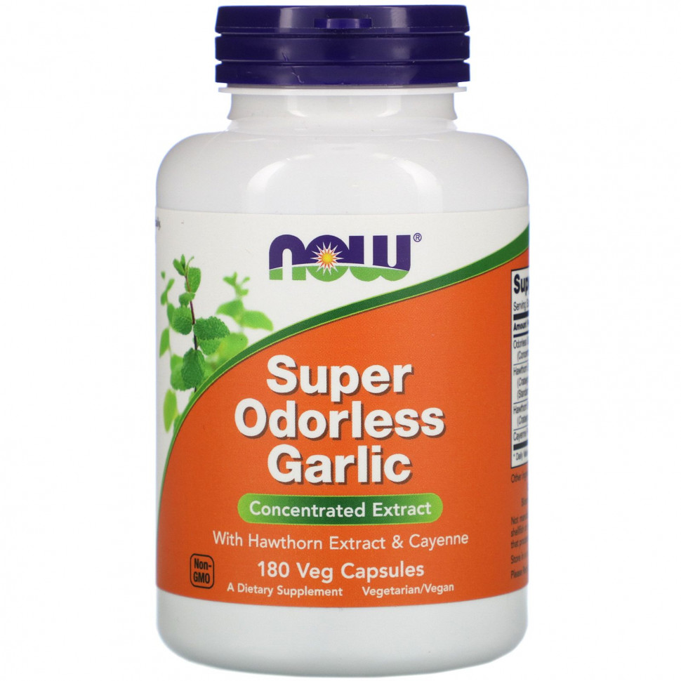 NOW Foods NOW Foods, чеснок без запаха, 180 вегетарианских капсул