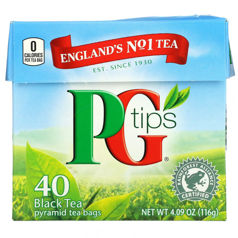 PG Tips PG Tips, Черный чай, 40 чайных пакетиков, 116 г (4,09 унции)