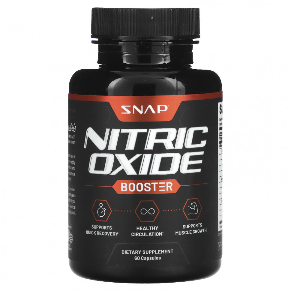 Snap Supplements, Усилитель оксида азота, 60 капсул Snap Supplements Snap Supplements, Усилитель оксида азота, 60 капсул