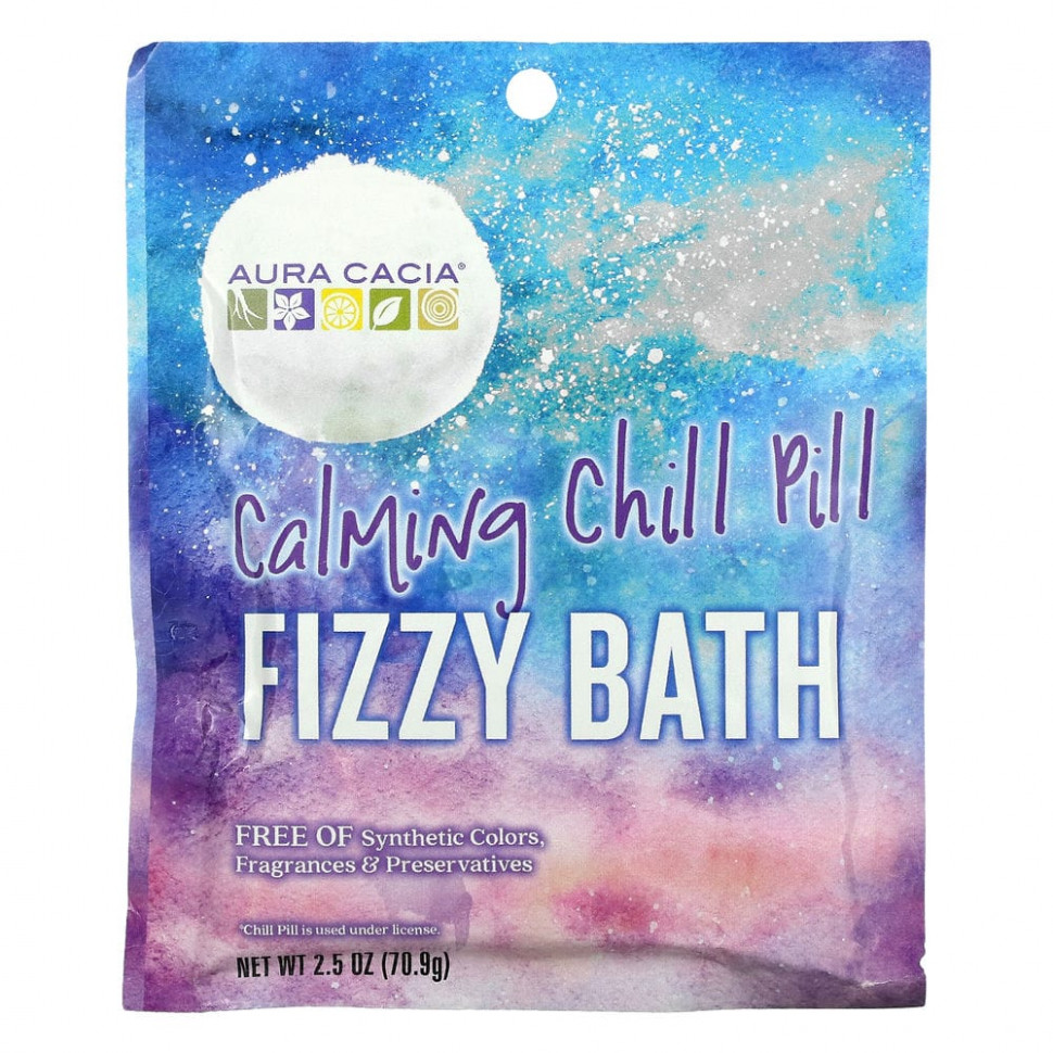 Аура Кация Aura Cacia, Fizzy Bath, успокаивающая и охлаждающая таблетка, 70,9 г (2,5 унции)