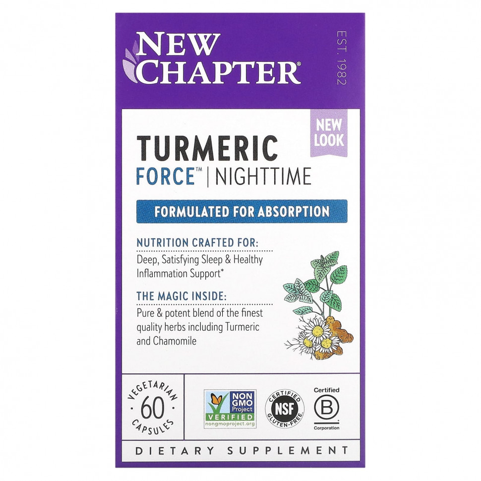 New Chapter New Chapter, Turmeric Force, для приема перед сном, 60 вегетарианских капсул