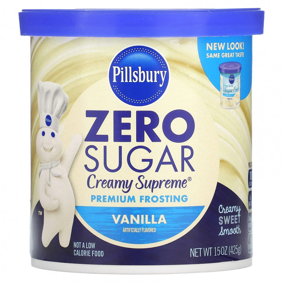 Pillsbury Pillsbury, Без сахара, глазурь премиального качества, ваниль, 425 г (15 унций)