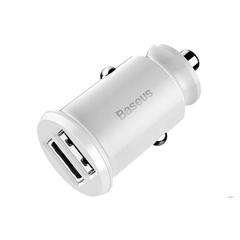 Baseus Автомобильная зарядка Baseus Grain car charger 2USB 3.1A (белый)